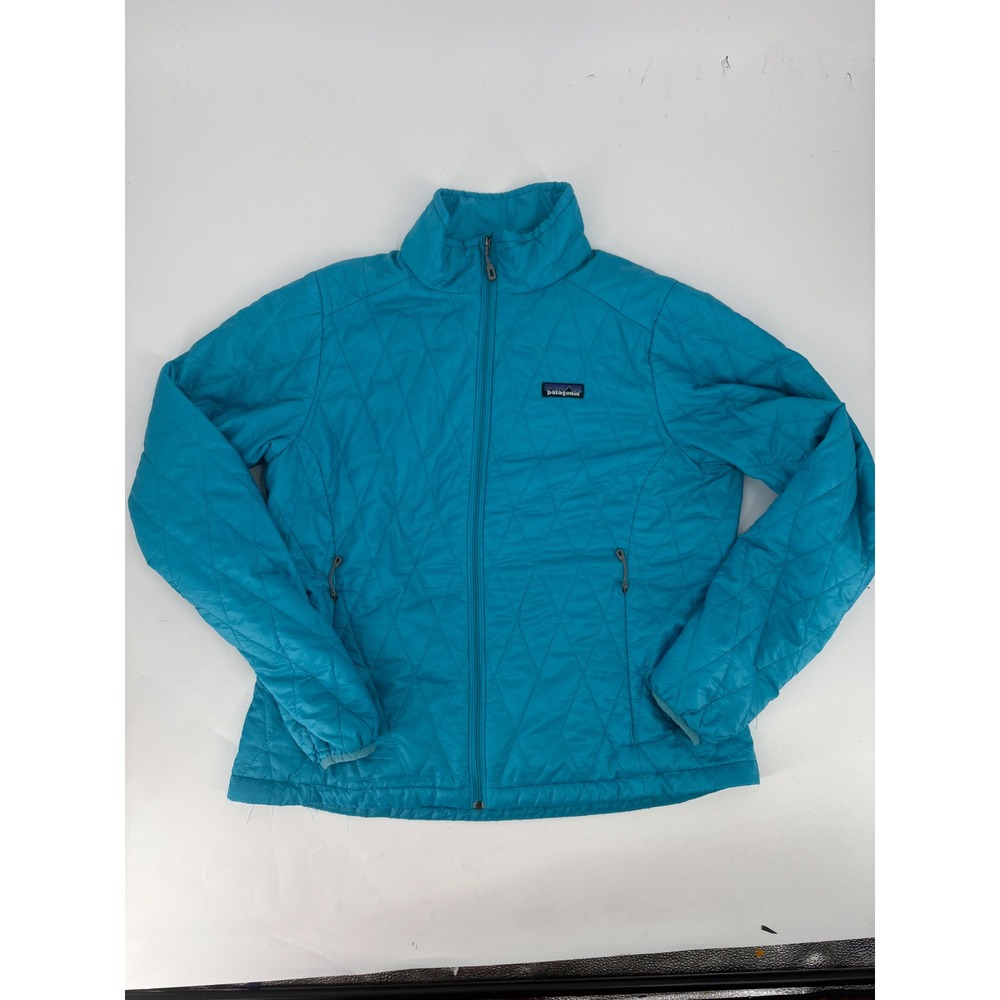 Patagonia Womens Nano Puff Quilted Jacket Blue Turquoise Full Zip Large